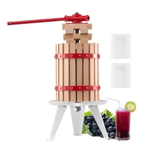 【Spotlight Day】VEVOR 1.6 Gal/6L Fruit Wine Press, Solid Wood Basket with 8 Blocks, Heavy Duty Manual Juice Maker, Cider Apple Grape Tincture Honey Olive Oil Making Press with Handle for Kitchen, Home