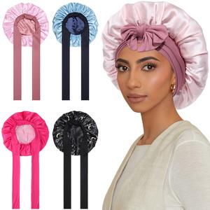 AWAYTR Satin Bonnet Silk Like Bonnets for Sleeping Double Layer Sleep Cap Haircare Bonnet with Elastic Tie Band for Curly Hair Pink Night Cap TikTokShopBlackFriday summerwins