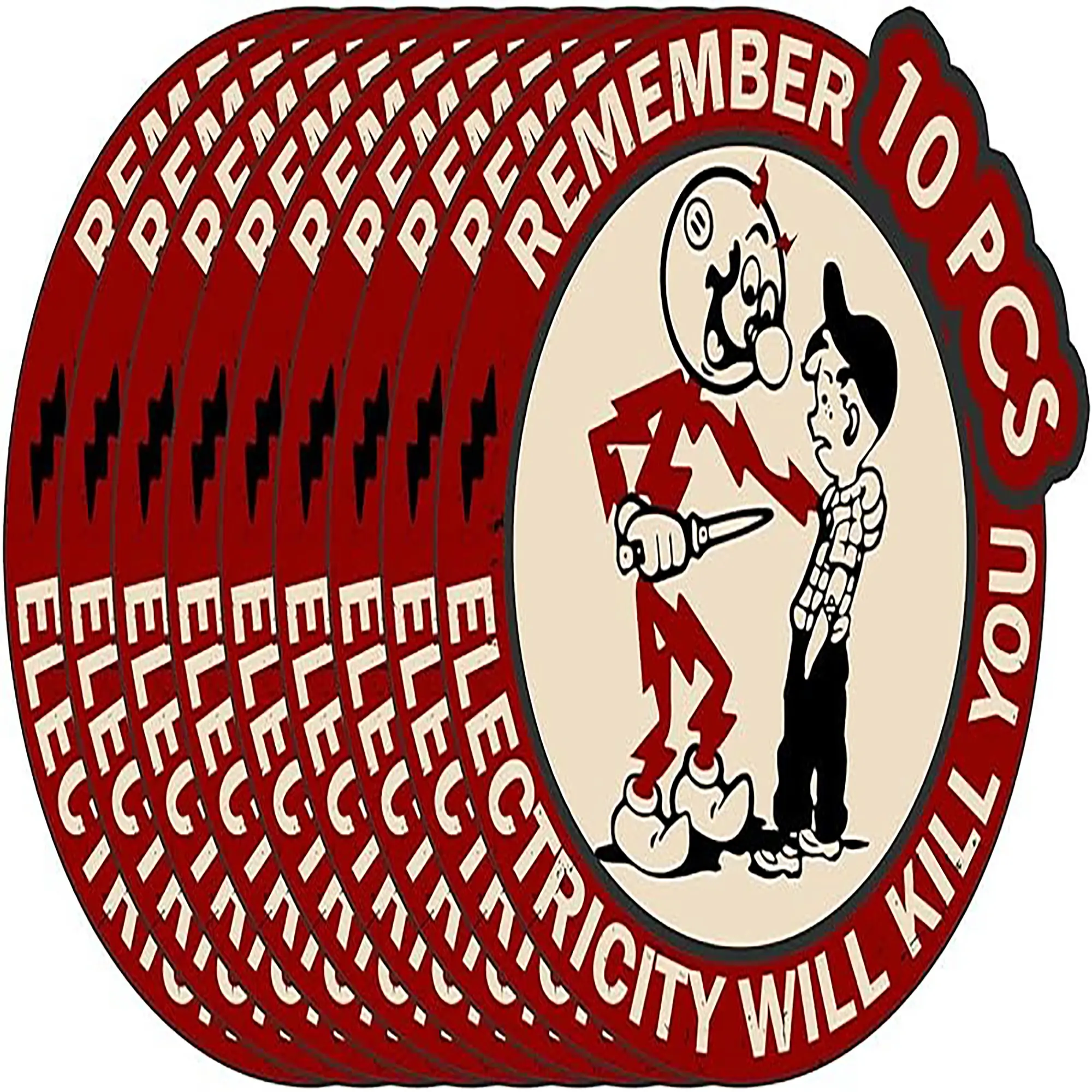 10 Pack "Remember Electricity Will Kill You" Sticker - Hard Hat Warning Decals for Electricians & Linemen | Waterproof Vinyl Stickers for Tool Box, Helmet, Meter Box