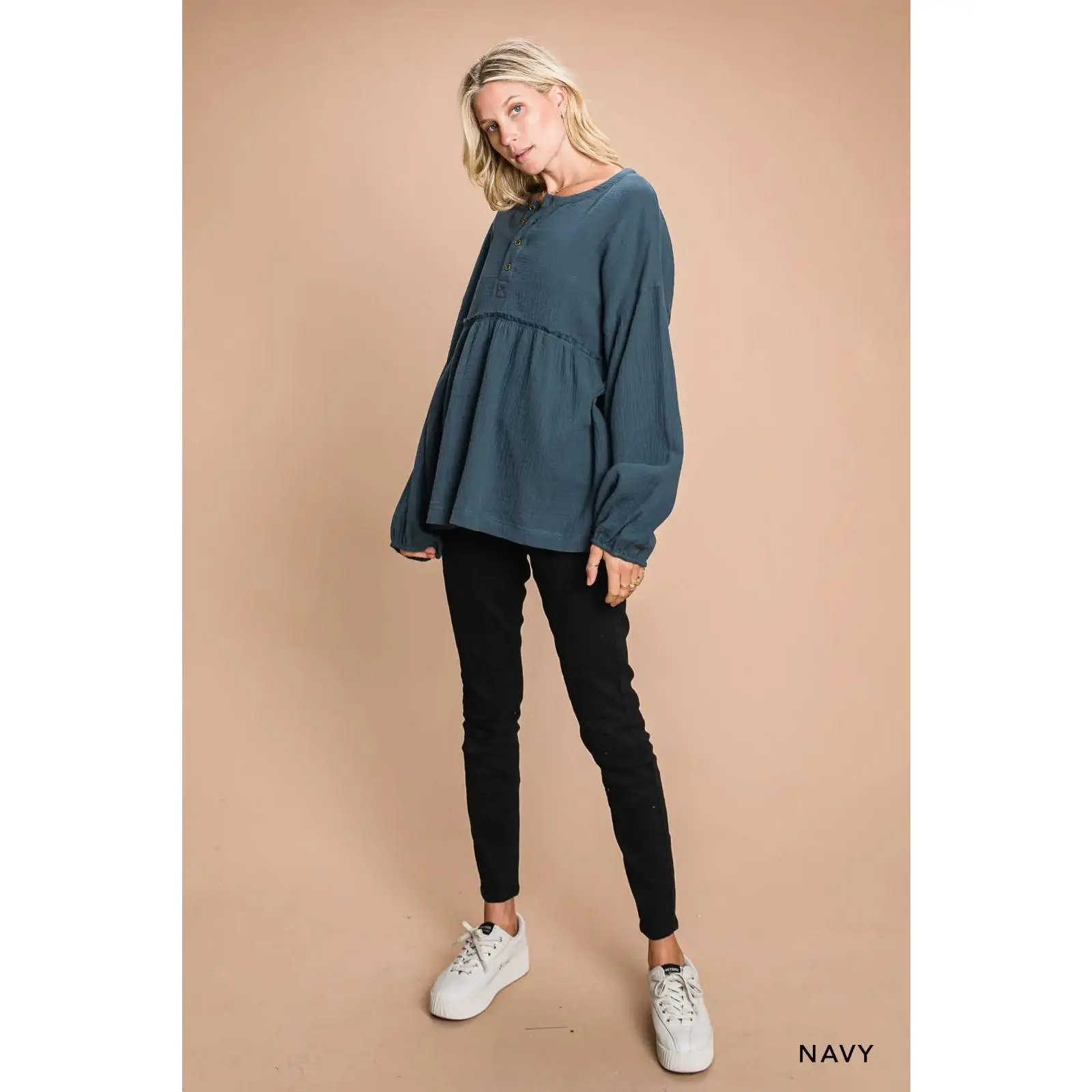 Front Button Baby Doll Top