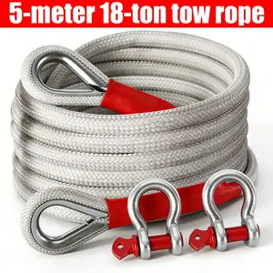 5M Heavy Duty Kinetic Recovery Tow Rope, 40,000 lbs (18 Ton) Capacity with Shackles, 35% Elastic Stretch Snatch Strap for Off-Road Vehicle Recovery, Jeep, Truck, SUV, ATV & UTV