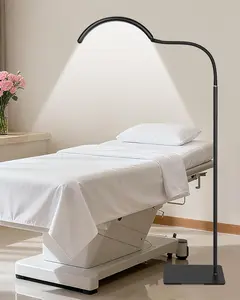 Half Moon LED Floor Light - Professional Shadow-Free, Dimmable Lamp| for Lash Techs, Estheticians & Tattoo Artists| Eyelash Extensions, Nail Art, Home & Office (Charcoal Black)