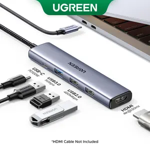 UGREEN 5in1 USB C Hub Type C to PD 100W Power Delivery, 4K@30Hz HDMI,  3 USB-A 5Gbps Data Ports, Type C Multiport Adapter for Macbook Air Pro, iPad Pro, XPS, Computer Accessories（HDMI Cable Not Included),TikTokShopSpringGlowUp,Greenish
