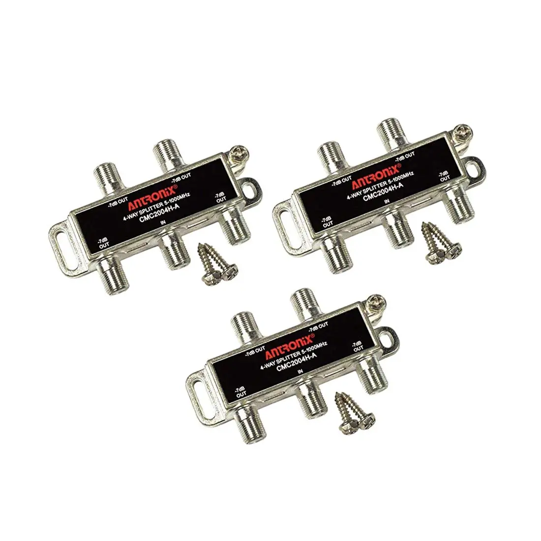 Antronix CMC2004H 4-Way- (3) Pack - Horizontal Splitter (4) 7db Coaxial Ports 5-1002 MHz