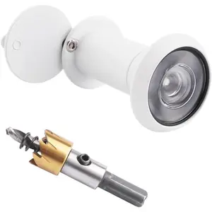 Door Viewer Peephole, Door Viewers with 0.63inch/16mm Drill Bit Kit, Fits /8" to 2-1/4" Front Door, 200  Wide Angle Peep Eye Hole, Anti Peeping Reverse  Covers - Matte White