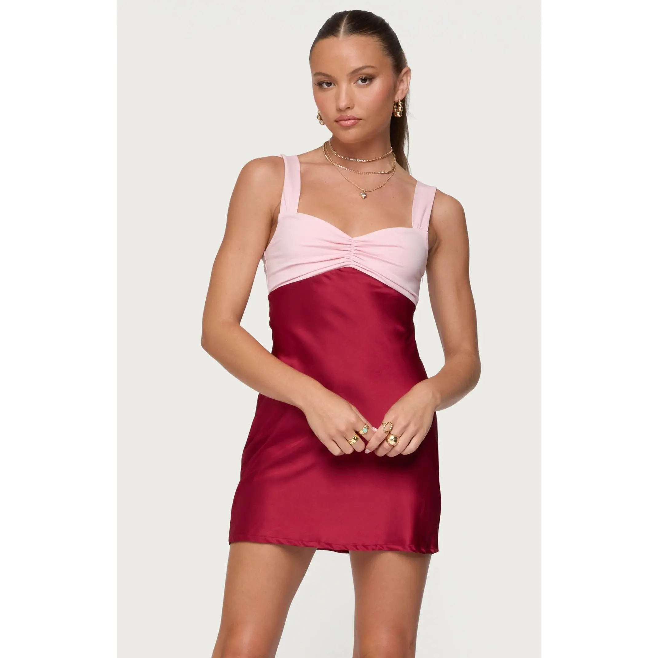 Edikted Women's Contrast Satin Effect Mini Dress