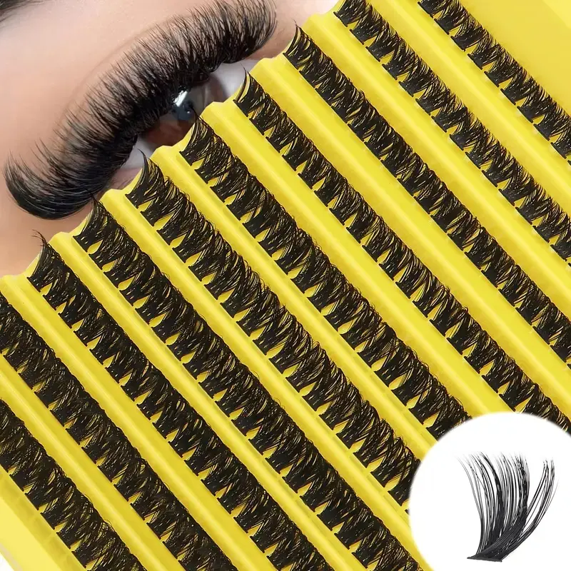 [Everyday Glam] Luxurious Mixed Length (8-16m) DD Curl Cluster Lashes - 0.07mm Thick, Natural Look Russian Volume, Ultra-Fine Stem, Beginner-Friendly & Reusable, Fluffy & Voluminous for Dramatic Eye Enhancement