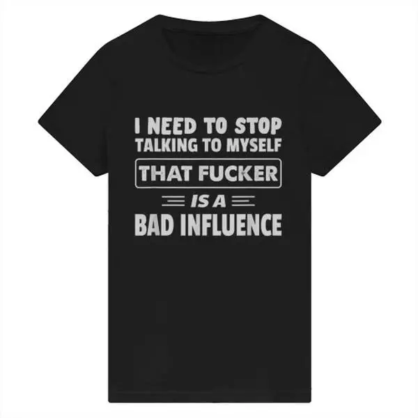 Funny Self Talk Sassy T-Shirt Can’t Stop Chatting With My Inner Voice Bad Influence Relatable Graphic Tee Casual Women Short Sleeve