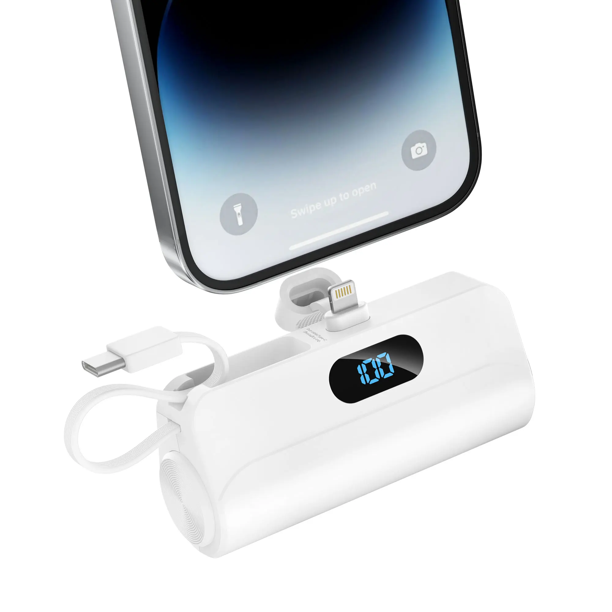 6500mAh (5000-10000mAh Range) Portable Charger - Card-Size Compact Portable Power Bank, Type-C PD Fast Charger, 3-Mode Flashlight, EDC Gear, Stand, Cable, Ports, Built-in LED Digital Display for iPhone/Android, Emergency Power
