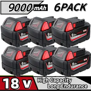 【New Arrivals】M18 2&4&6&8Pack 9000mAh 18V Replacement Battery for milwaukee Replacing batteries with electric tools M-18 Battery Pack Compatible with Milw M-18 9.0Ah Lithium Battery 48-11-1890,48-11-1850, 48-11-1828, Cordless Tools milwaukee battery