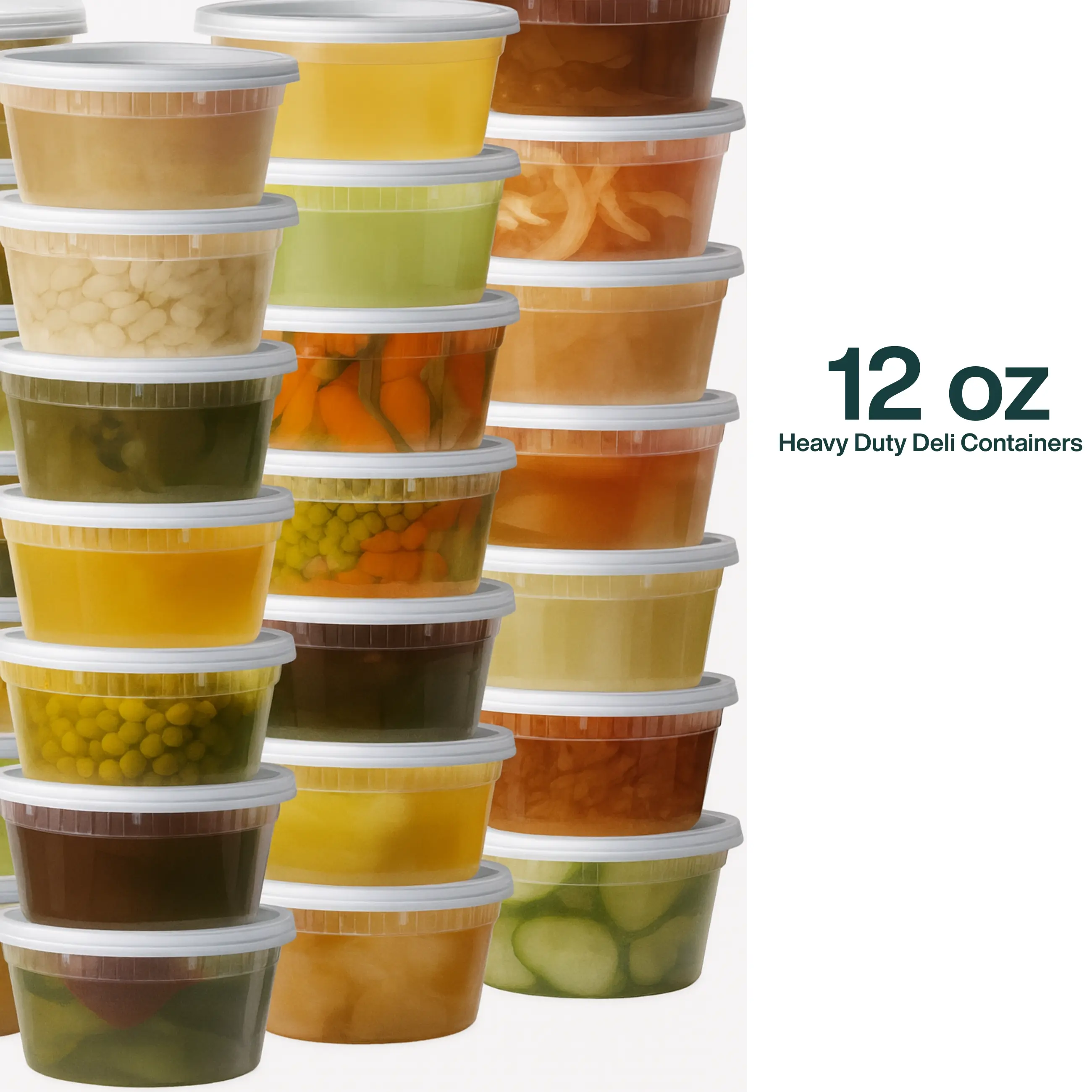 ProTakeOut, [12 oz] Heavy-Duty PP Deli Containers with Lids – 50 Sets  | Microwave & Freezer Safe | Durable, Leak-Resistant & Reusable | Ideal for Food Storage, Meal Prep, Restaurants & Catering