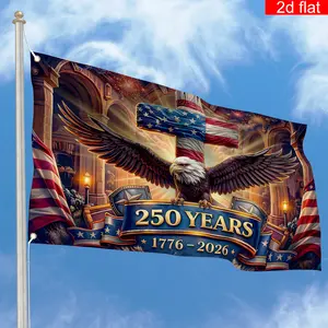 US 250th Anniversary Banner for July 4th, Patriotic Independence Day Flag Design with Glowing Eagle Fireworks and Stars and Stripes, Outdoor Yard Decoration for American Celebration # July4th2026 # America250Merch