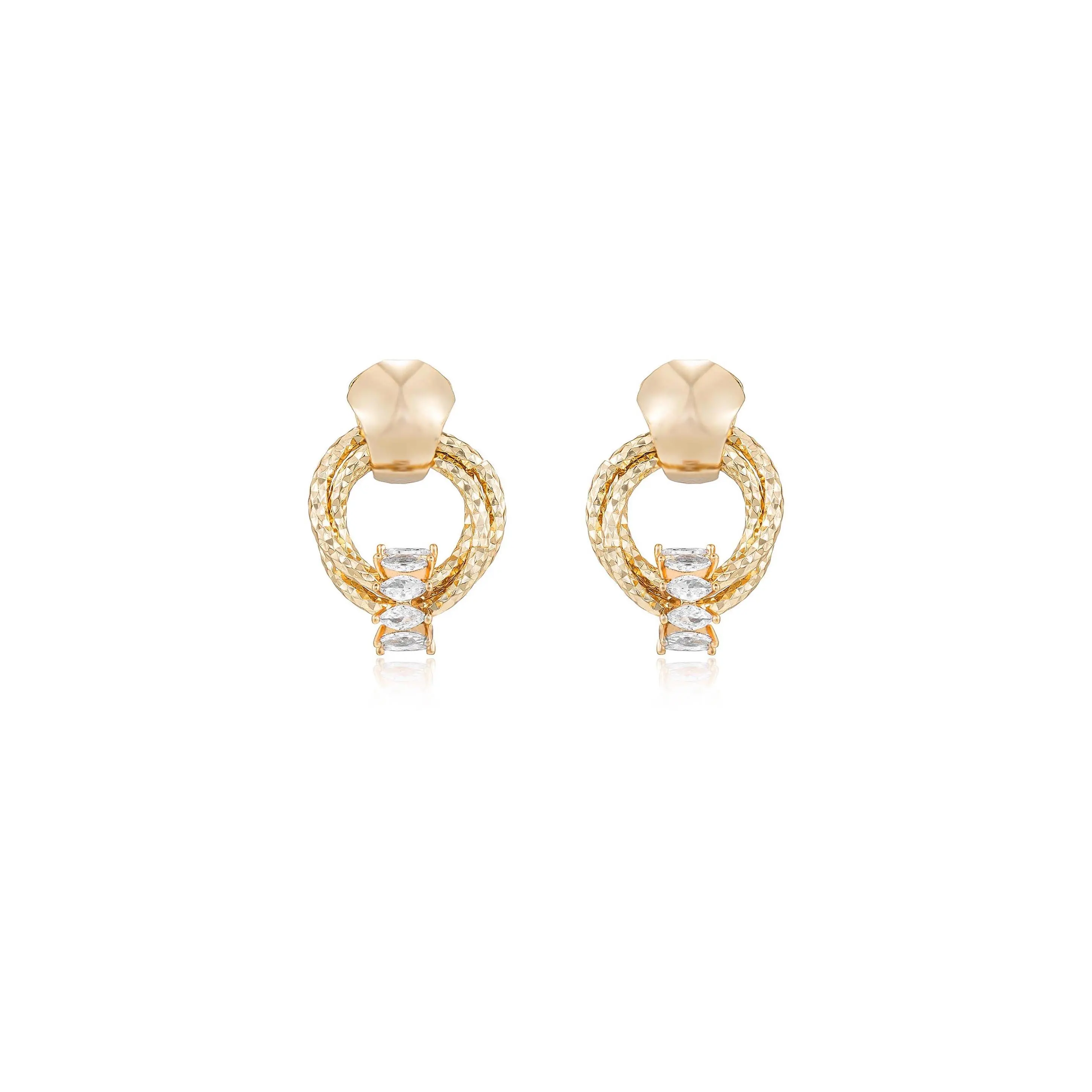 Ettika Mini Barrel Crystal Earrings - Elegant Design with Crystal Accents and Clasp Closure