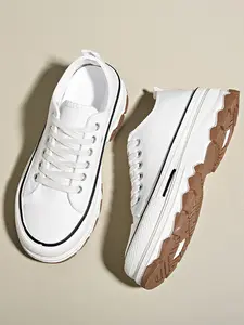 Women's Fashion Casual Trainer Sneakers, Platform Height 5cm, Comfortable Daily Wear Walking Shoes, Stylish Artificial Leather Footwear for Women