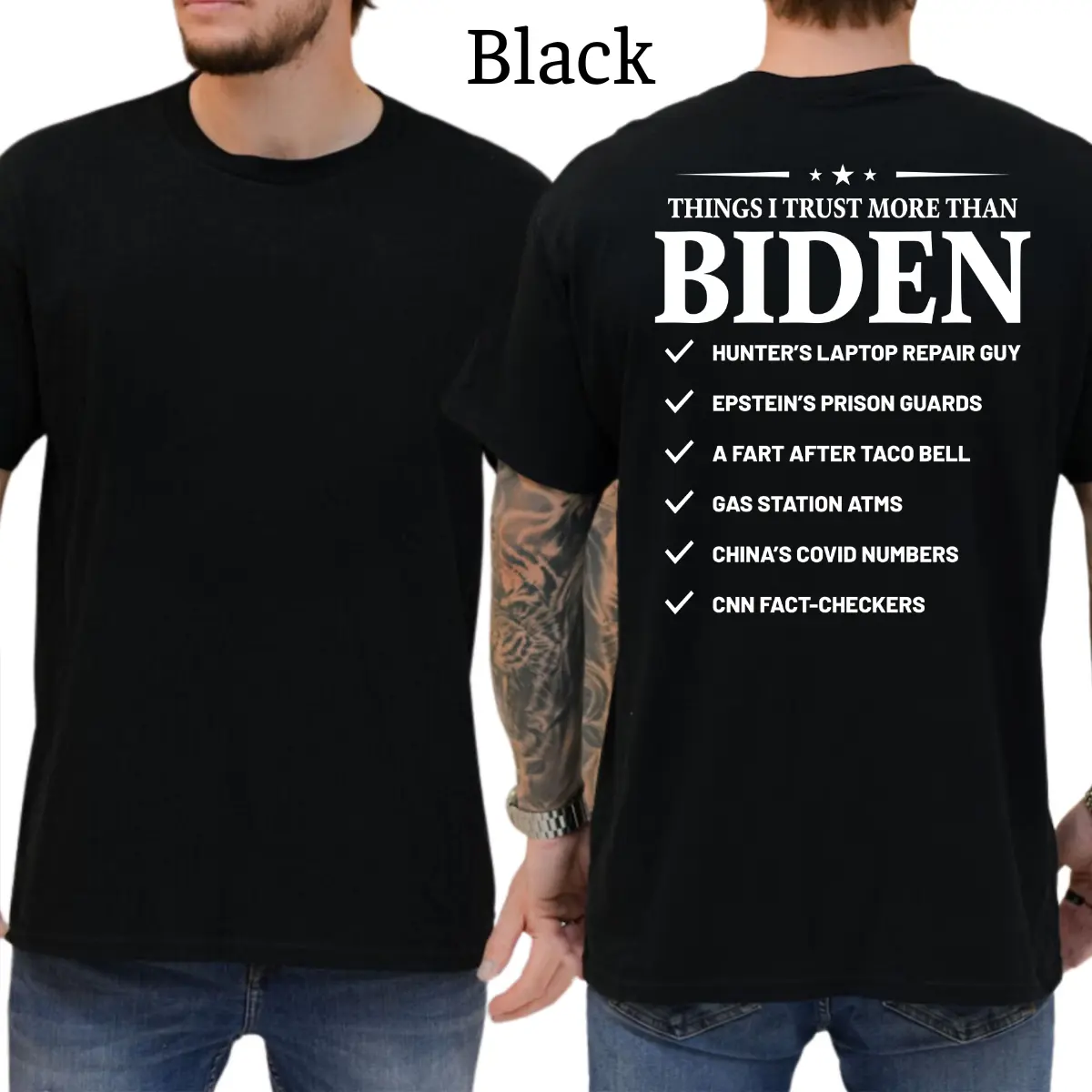 Things I Trust More Than Biden Conservative Humor Shirt, Short Sleeve Printed Graphic Shirt, Daily Casual Cotton Menswear