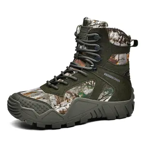Men's outdoor tactical boots, military outdoor boots, thick sole for shock resistance, anti-stab, anti-slip, lightweight and breathable, all-weather outdoor hunting shoes, strong grip, tough and durable outdoor leisure and sports shoes.