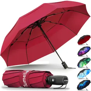 Tumella 9-Rib Solid Red Lightweight Umbrella