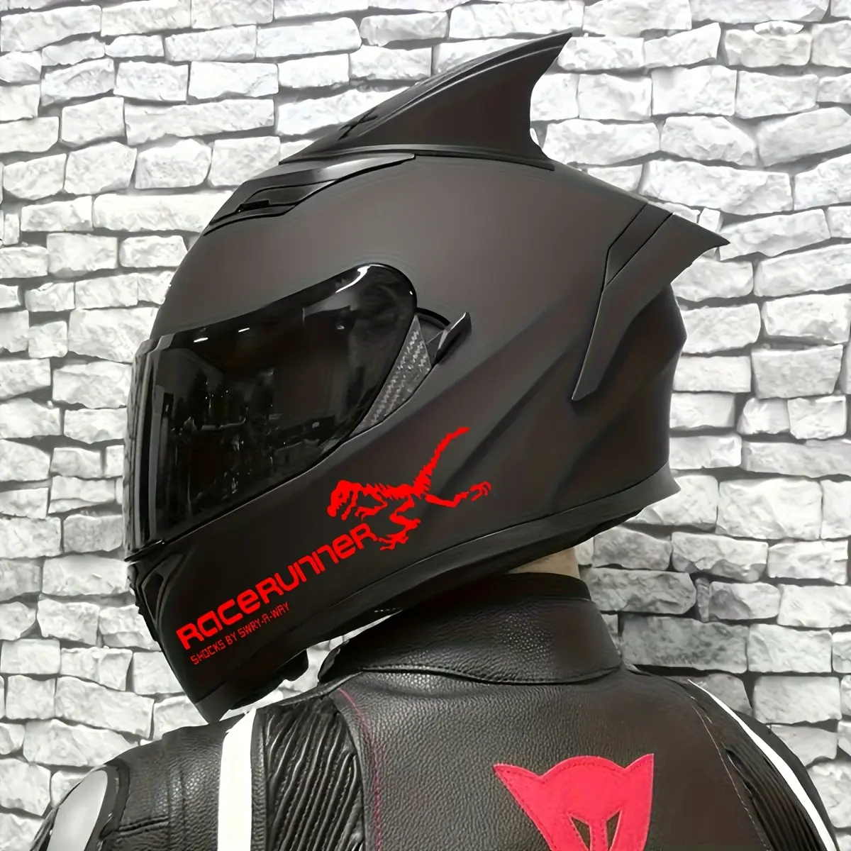 2-piece Set, Modified Dinosaur Motorcycle Helmet Decorative Paper Sticker, Waterproof PVC Sticker Suitable for Car Rearview Mirrors and Motorcycle Helmets, Fashionable Standard Design