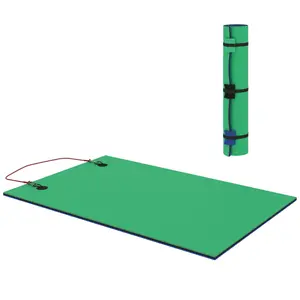 9' x 6' Green XPE Foam Floating Water Mat, 484 lbs Capacity for 2 Adults, UV Resistant with Secure Straps & Bungee Tether for Pool, Lake Water Sports
