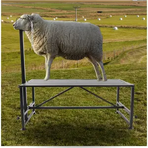 Milking Stand 51x23 Inches, Livestock Trimming Stand for Goats, Platform Adjustable 18" - 33", Animal Head Holding Bar Adjustable 46" - 57", Trimming Frame Steel Black-TK