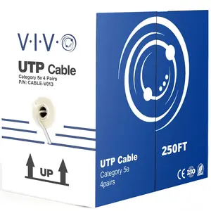 VIVO 250Ft Bulk Cat5E Wire, CCA Ethernet Cable, 24 AWG, UTP Pull Box, LAN Network, Gray, CABLE-V013