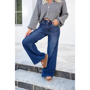 Judy Blue Retrograde High Rise Dark Wash Tummy Control Wide Leg Jeans