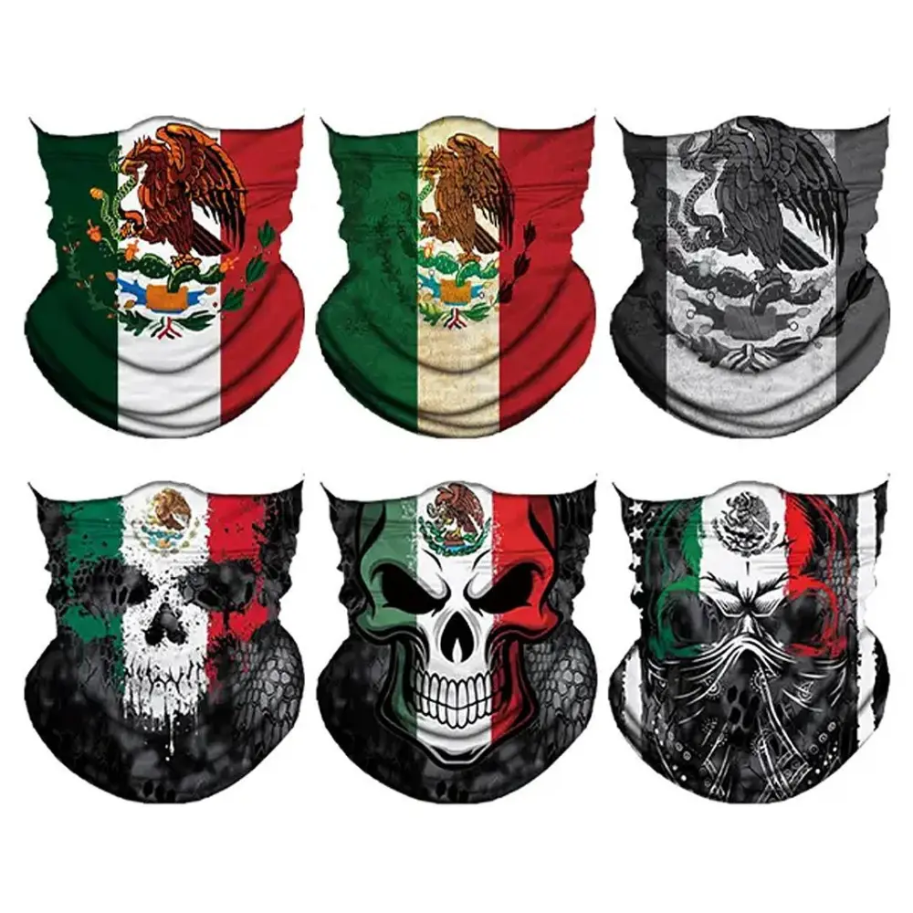 Yeomoo 6pcs Polyester UV Protection Cooling Neck Gaiter Face Mask - Seamless, 1 Size, Headstrap, Bandana, Balaclava, Headband for Men - Ideal for Biking, Fishing, Construction Work, Mask Face, One Size, Camouflage