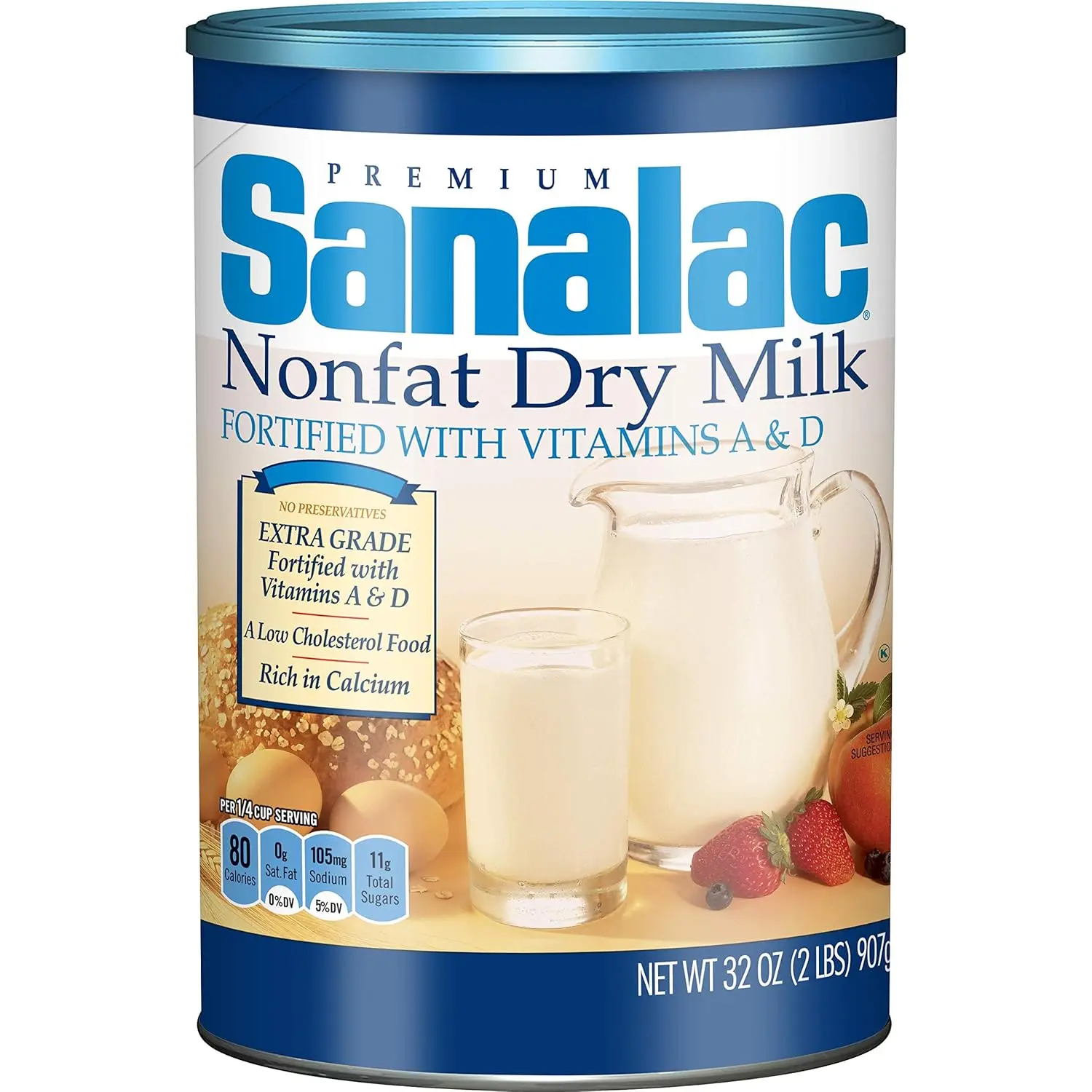 SANALAC Non Fat Dry Milk, 1 qt – 2 Pound (Pack of 1)