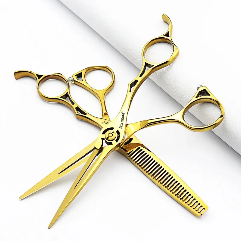 6-Inch Professional Hairdressing Scissors, Golden Haircut Tool for Barbers, Hair Tools with Ergonomic Handle, Barber Equipment
