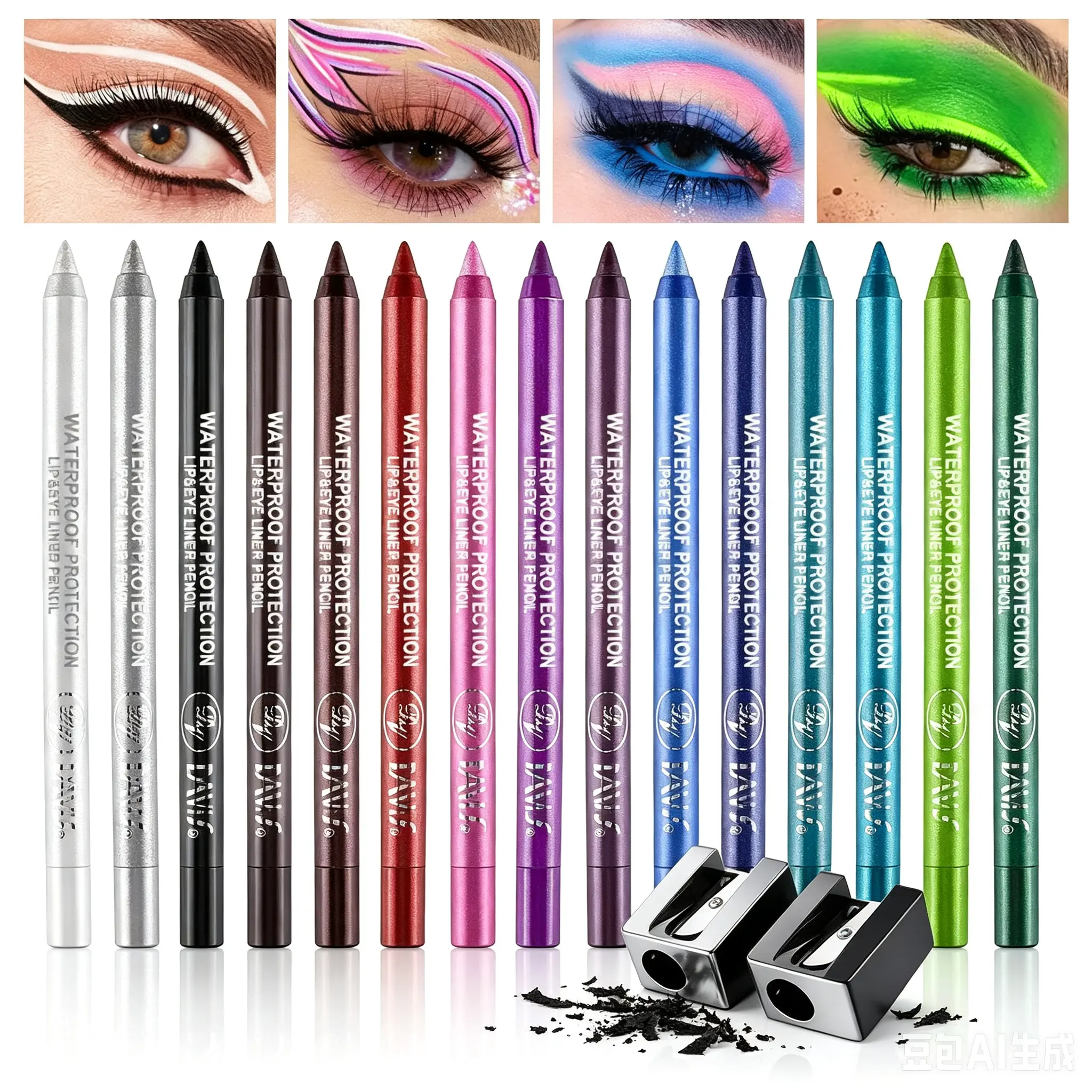 【Summer Sale Deals】Matte & Metallic Glitter Eyeliner Set - Multi-Function Eye Shadow & Lip Liner Pencils, Smooth Creamy Blendable Eye Makeup Kit for Novices & Professionals