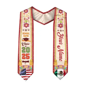 Customize Mexican American Graduation Stole 2025, Mexico American Flag Sash 2025, Custom Mexican Graduation Sash, Graduation Gift