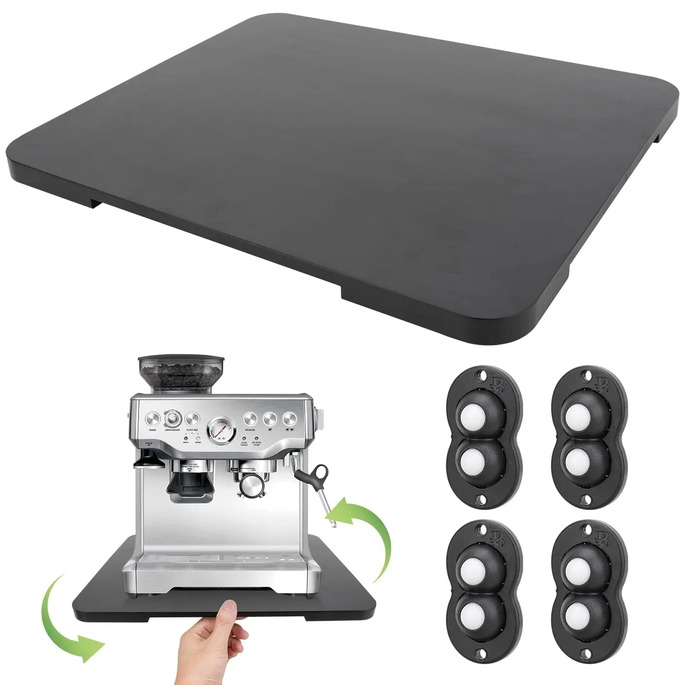 360° Rolling Tray Bamboo Appliance Slider, Appliance Sliders for Kitchen Appliances Sliding Tray for Coffee Maker Appliances Mat Easily from Under The Cabinet