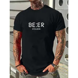 Men's Breathable Cotton Crew Neck Tee Men Letter Graphic Tee