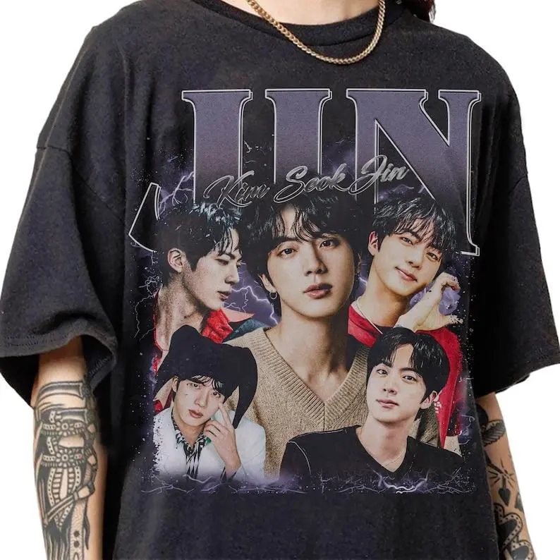 Retro 90s Kim Seok-jin T-Shirt, Kim Seok-jin JIN Kpop Music T-shirt, Jin Kpop Fan T-Shirt, Kim Seok-jin Bootleg 90s T-Shirt
