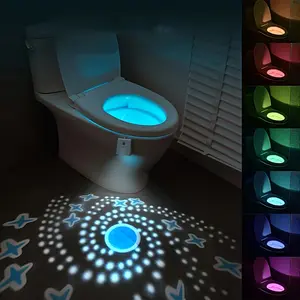 Motion Sensor LED Toilet Light USB Rechargeable Adjustable Brightness 7 Color Changes Easy Installation Battery Capacity 500mah Modern Mood Lighting