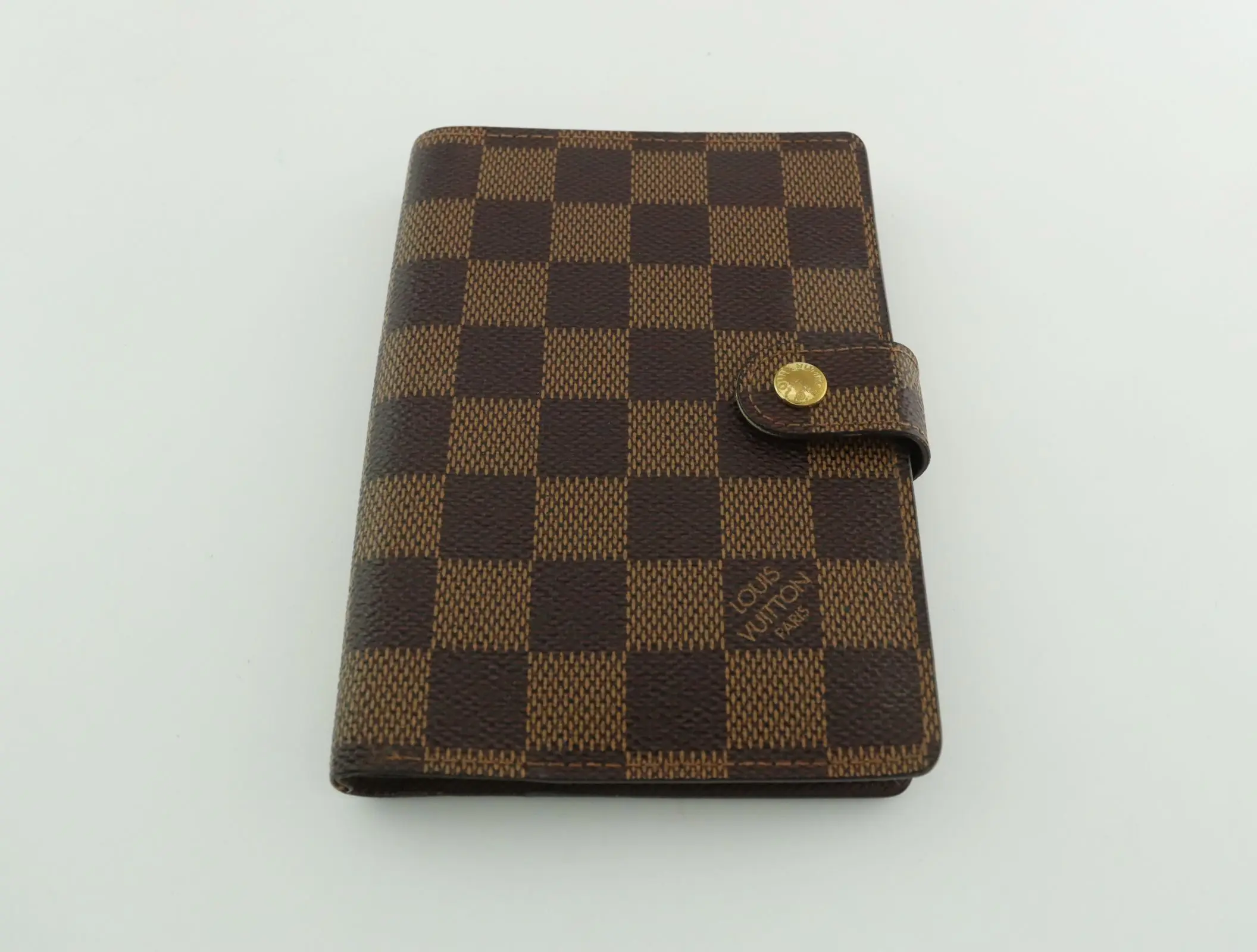 Pre-owned Louis Vuitton Damier Ebene Small Leather Goods PM Agenda Daily Planner