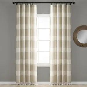 Lush Decor Tucker Stripe Yarn Dyed Knotted Tassel Window Curtain Panel Set 40"W x 84"L/95"L Eco-Friendly Recycled Cotton Blend 2 Panels Per Pair - Shutter Blinds