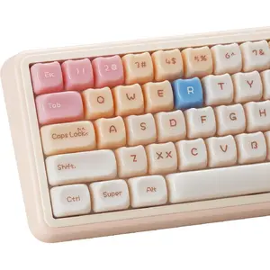 Jelly Jade Keycaps, Translucent Cute Ragdoll Cat Key caps, Mao Profile, Custom 148 Keys Set for 100%, 75%, 65%, 60% Mechanical Keyboard (Pink)