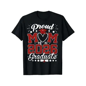 Proud Mom of a 2026 Graduate T-Shirt - Class of 2026 Senior Year Celebration, Unisex Loose-Fit Shirt with Red & Lettering & Diploma Design, Graduation Season Gifts for Parents, Friends, Family, Coworkers (Halloween, Christmas, Thanksgiving