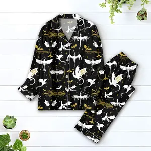 Fourth Wing Satin Pajamas Shorts, Basgiath War College Sleepwear, Dragon Book Pajamas, Violet Sorrengail Nightwear, Book lovers Pjs