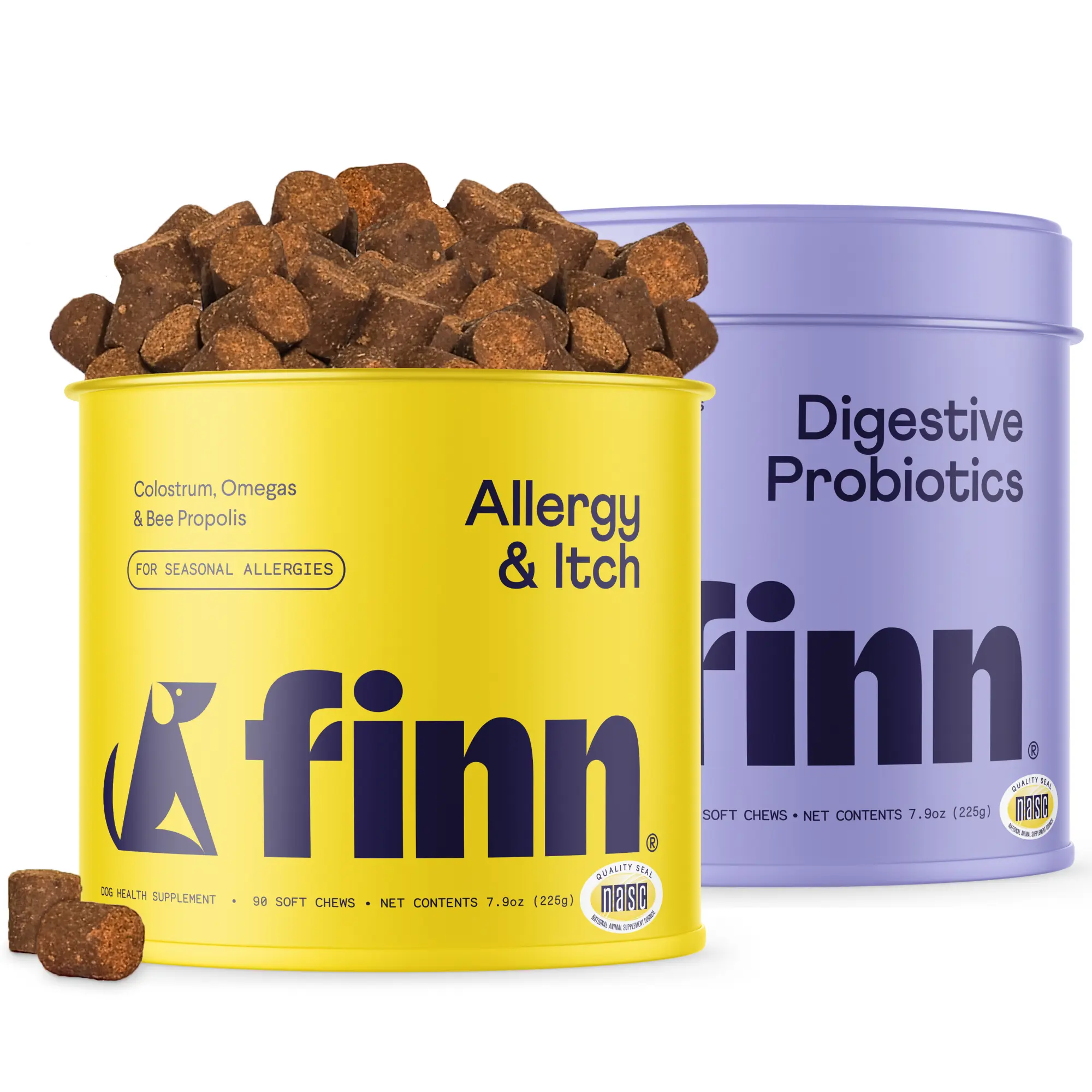 FINN Comfy Pup Bundle - Gut & Allergy Support for Dogs - 180 Soft Chews - Digestive Probiotics & Allergy Itch Chews - Vet Formulated NASC Certified