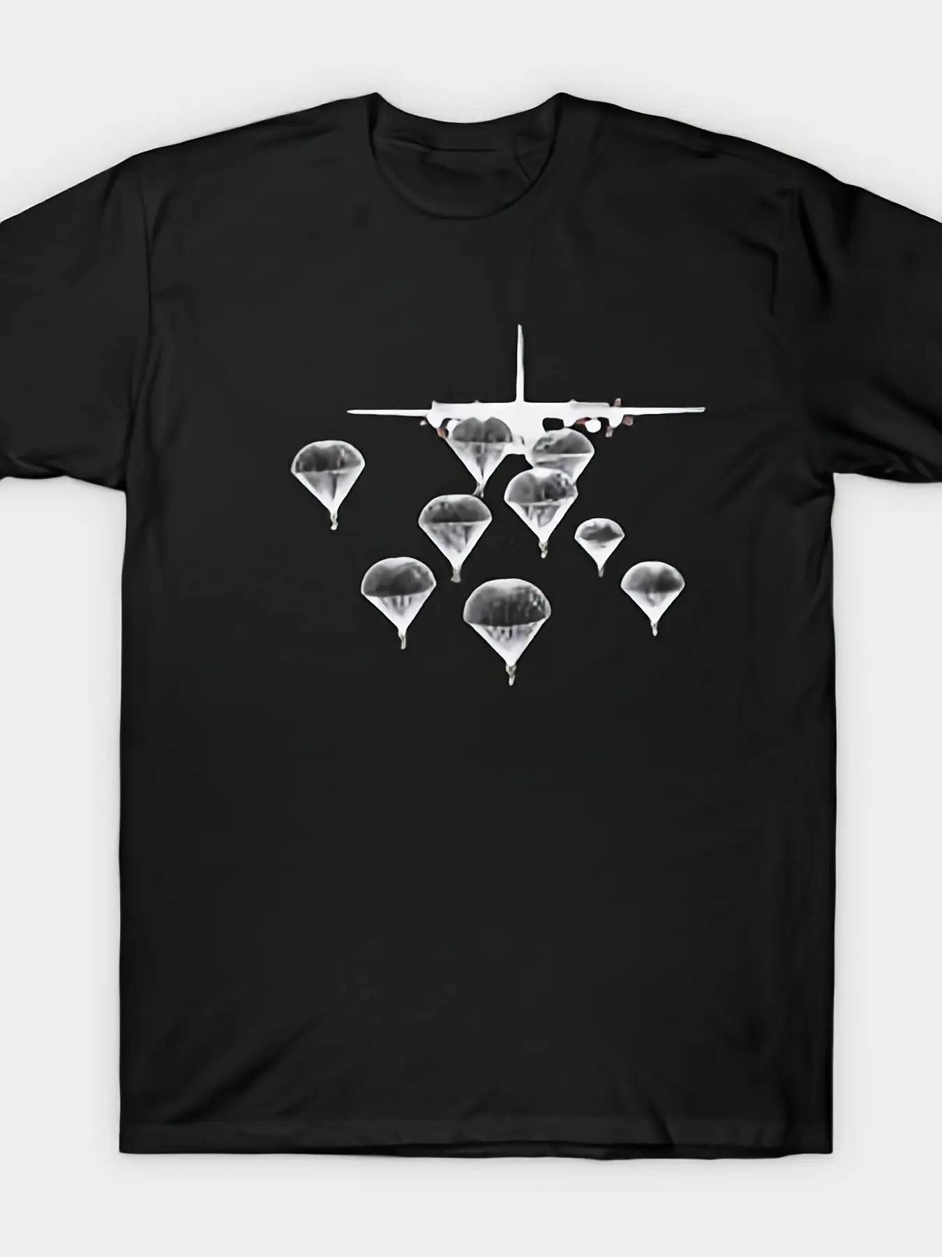 Men's Airborne Forces T-Shirt - All-Season Soft Breathable Cotton Paratrooper Patch Design Casual Round Neck Short Sleeve for Army Airborne Regiment Outdoor & Casual Attire