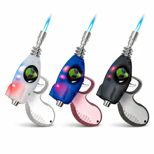 Alien Raygun Blaster Style Torch Lighter, Windproof Refillable Butane Flame, LED Light-Up Design, Adjustable Flame Control Utility Lighter