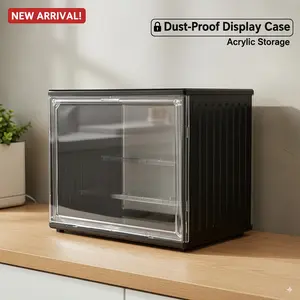 Transparent Display Cabinet, Three-Layer Adjustable Stackable Storage Box, Collectible Model Showcase, Summer Essential, Back-To-School Must-Have, Home Storage