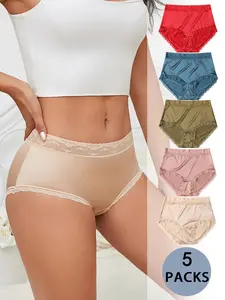 Women's Solid Color High Waist Panty, Regular Fit Pastel Breathable Comfortable Satin Brief for Daily Wear, Ladies Underwear for All Seasons, High Waisted Panty, Soft Breathable Panties, Breathable Stretch Panties
