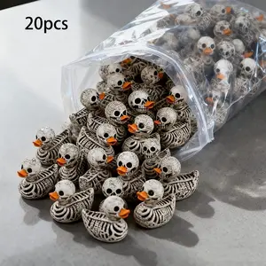 20-Pack 0.6in Gothic Cute Skull Ducks - Resin Figurines for Halloween, Gothic Home, Office, Party - Compact Desk Decor, Collectible Gift for Dark Decor Lovers - Easy to Display, Halloween Decorations, Halloween Enthusiasts, Halloween Decoration, Spooky