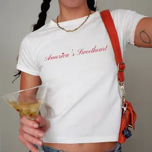 [Sale Up To 50%] America's Sweetheart Baby Tee Fourth of July Shirt Coquette Americana Baby Tee, Americacore Trendy 2000s Top Downtown Girl