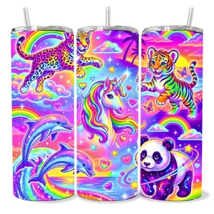 Lisa Frank  20 oz Tumbler - BPA Free, stainless steel, Leak proof, durable, with clear lid