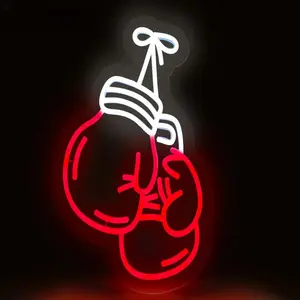 Sign Illuminated Boxing Gloves Neon Sign LED Light For Home Gym Bedroom Man Cave Workout Room Sports Club Wall Decor 30cm×40cm Sign Illuminated