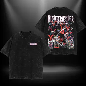 Nightcrawler MCU Double Printed Oversize Lightweight Acid Washed Tee TV Show Graphic Top Cotton Gift T-Shirt For Comic Lover, Gift T-Shirt For Movie Lover